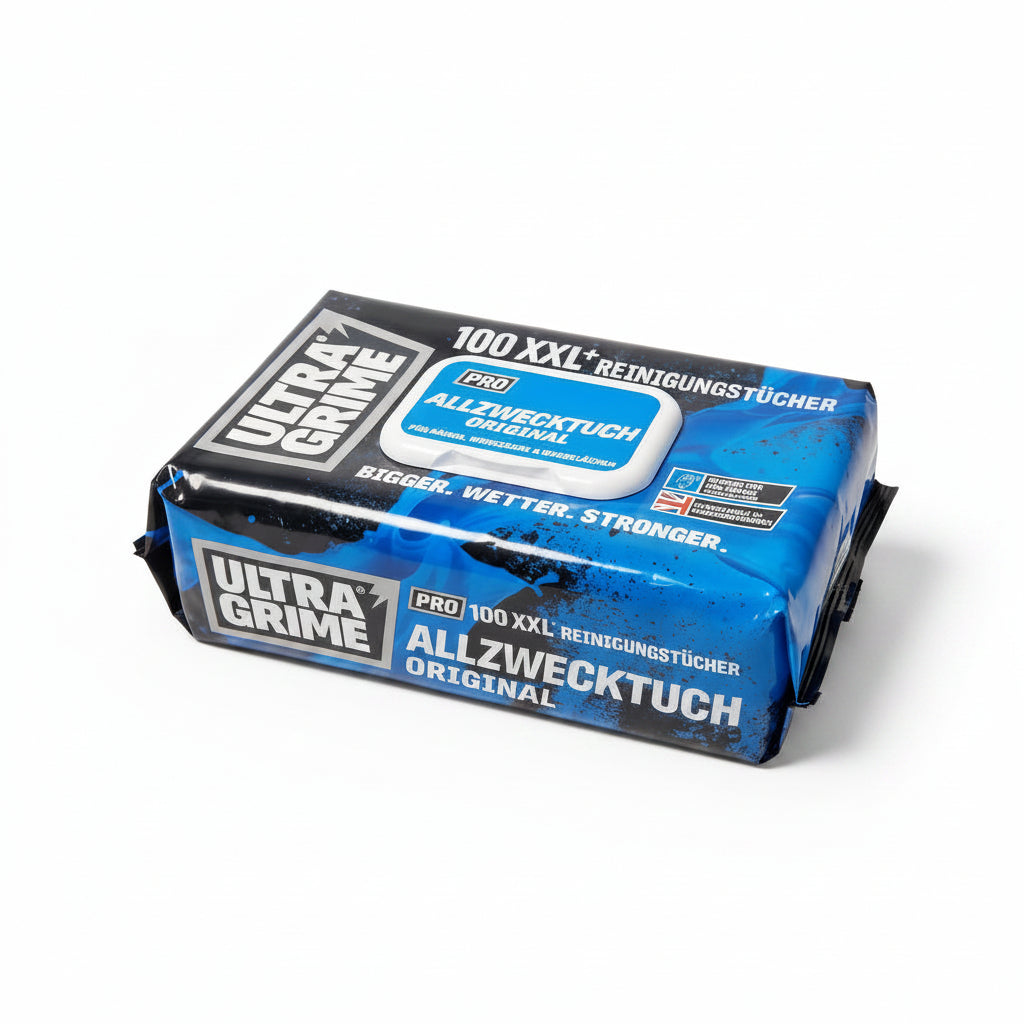 UltraGrime Pro Multiuse Cleaning Wipes Reinigungstücher| Industrielle Tücher zur Entfernung von Fett, Öl, Farbe und Tinte | 100 extragroße Feuchttücher, 38 cm x 25 cm