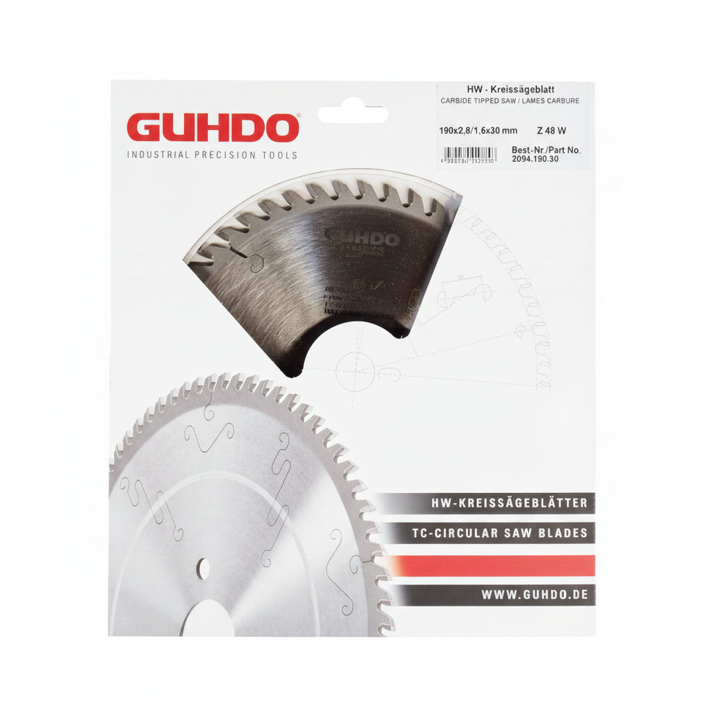 Guhdo HW-Kreissägeblatt 190 x 2,8/1,6 x 30 Z 48 W